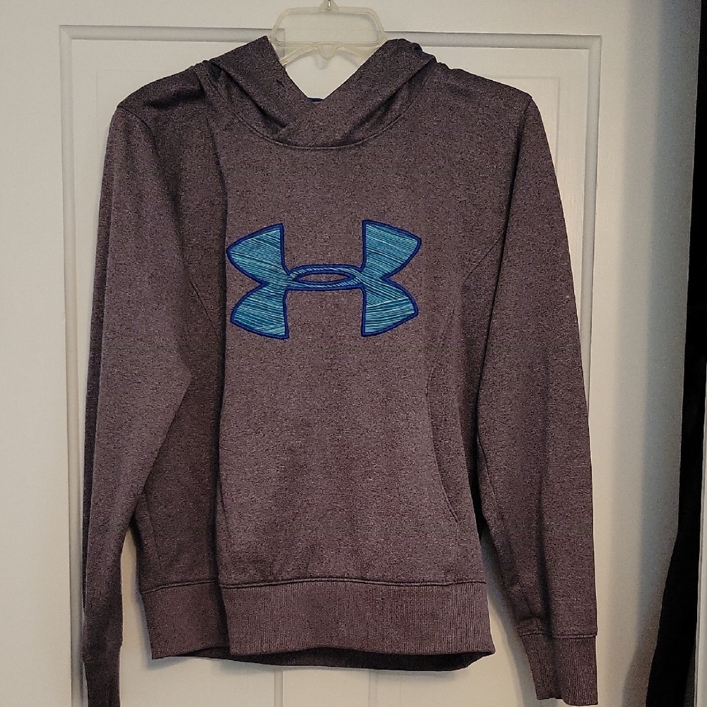 Under Armour Charcoal Hoodie with Vibrant Blue Emblem